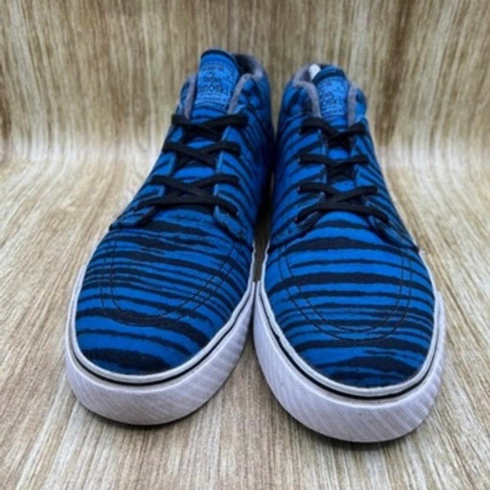 Nike SB Zoom Stefan Janoski Mid Premium Men's Size‎ 11 Shoes Blue Zebra Sneakers - Picture 2 of 10